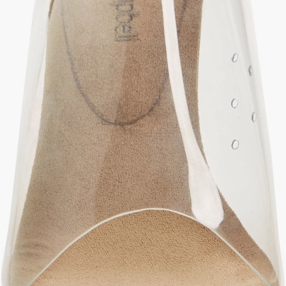 Clear and Tan Wedge Sandals - Picture 3 of 13